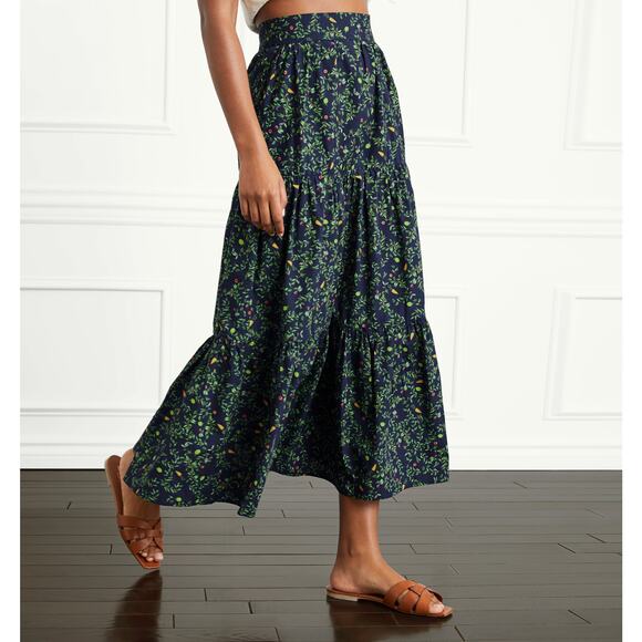Hill House Home The Camilla Maxi Skirt S Midnight Garden Cotton Tiered - Picture 4 of 5